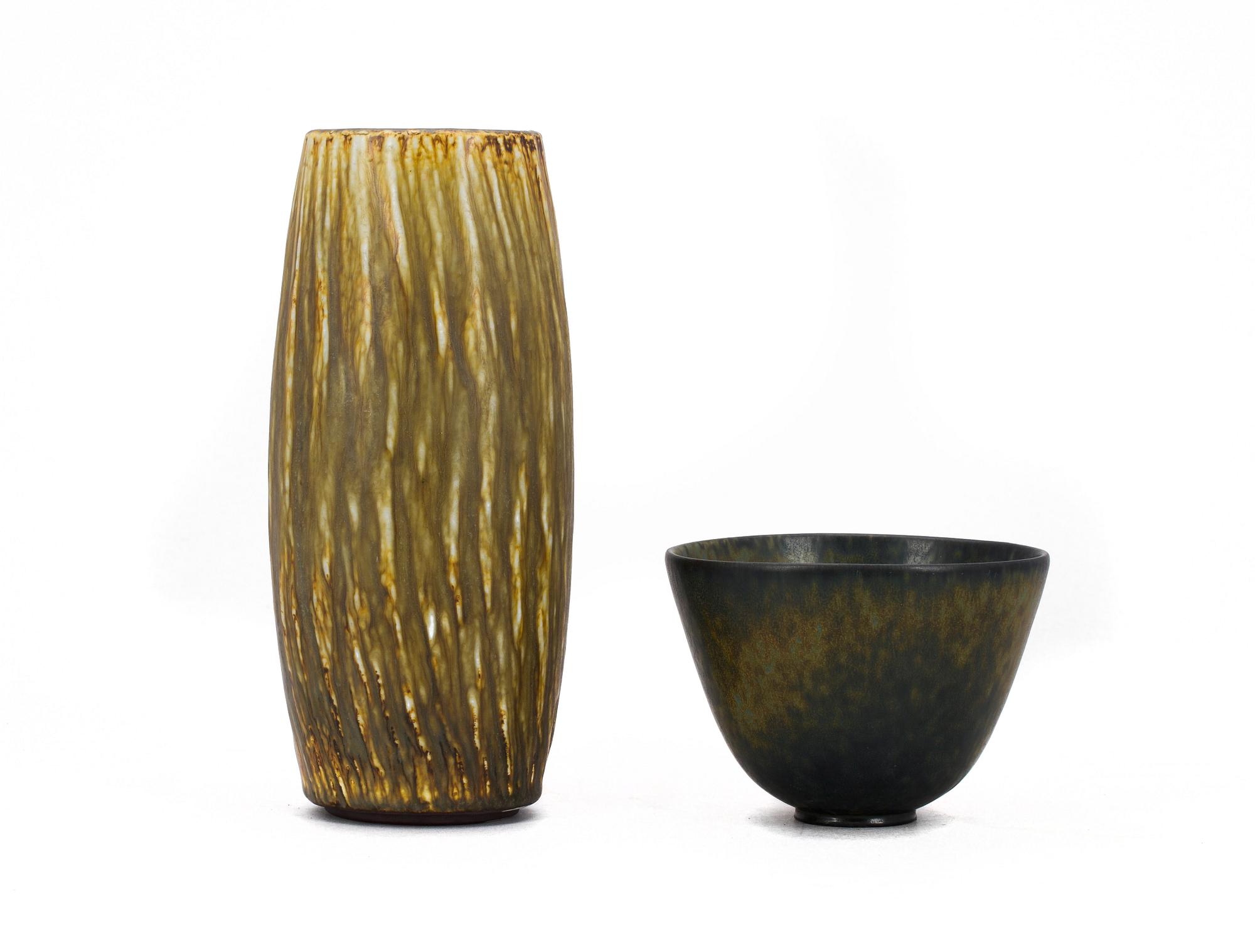 VAS samt SKÅL, stengods. Gunnar Nylund, Rörstrand.