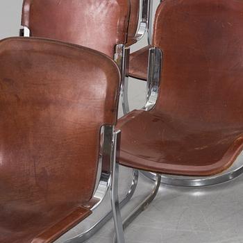 A set of 6 Willy Rizzo 20th century dining chairs.