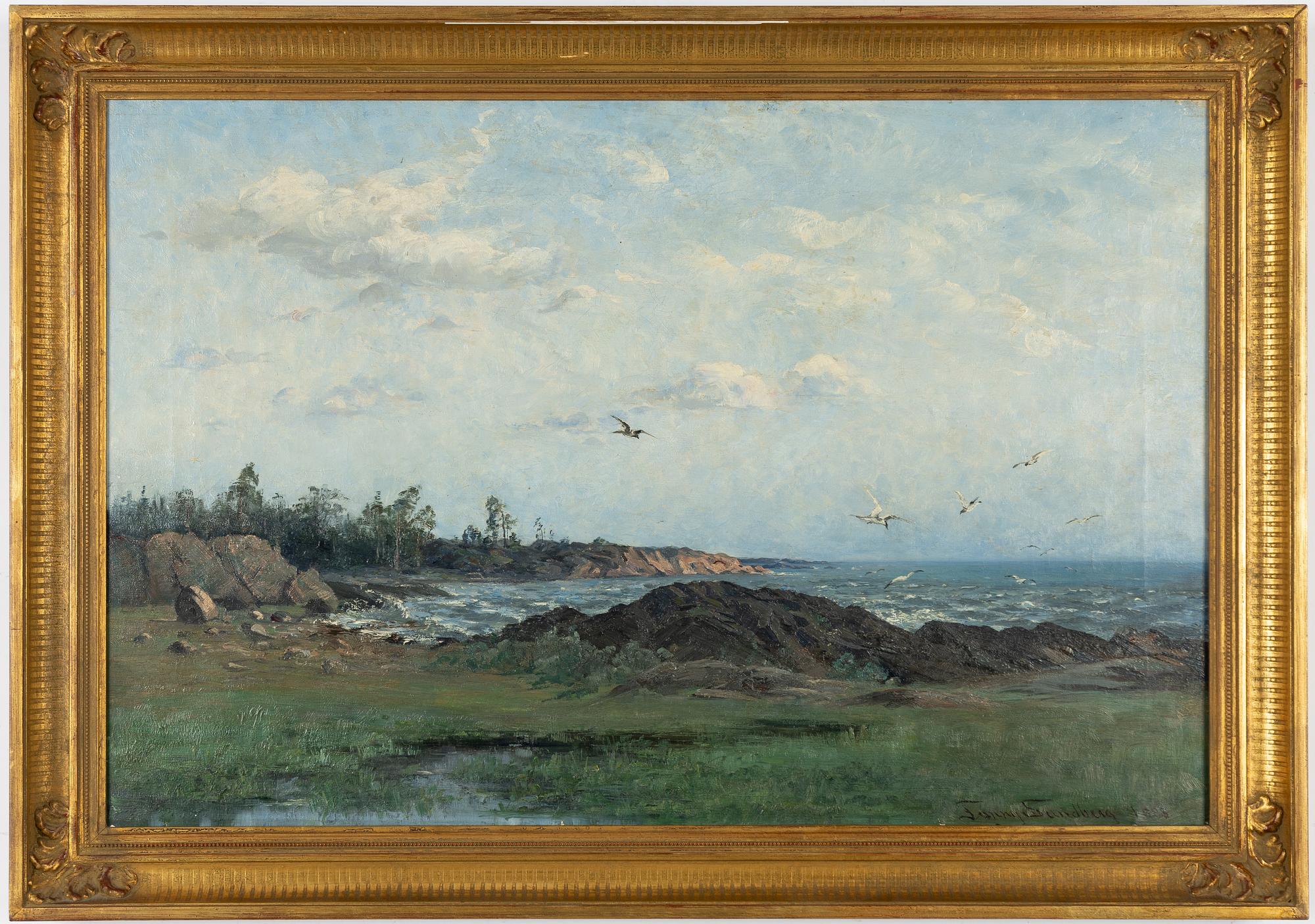 Fanny Sundberg, Kustlandskap med fåglar.