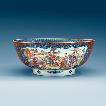 A large famille rose punch bowl, Qing dynasty, (1736-95).