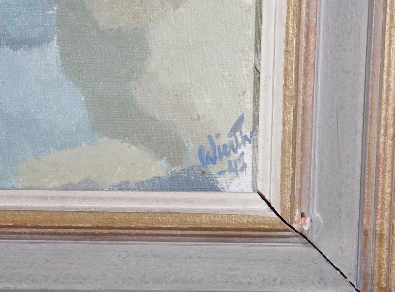 WIERTH, JOHN, olja på pannå. Sign o dat. -47.