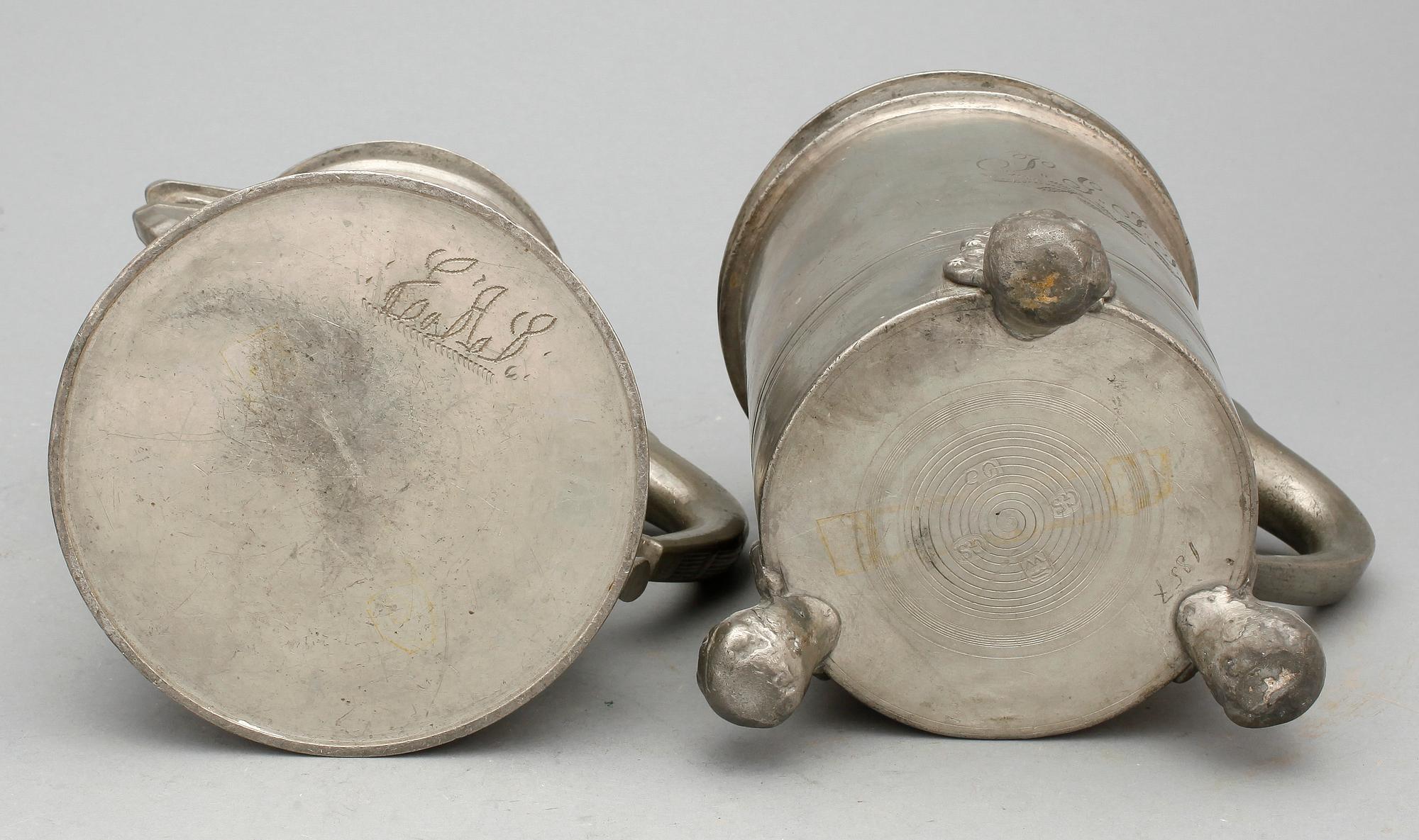 TENNSTOP, 2 st, Nyköping samt Vimmerby, 1837 respektive 1857.