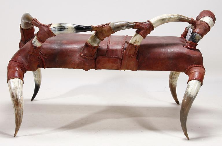 SOFFA, läder, kohorn, 1900-tal.