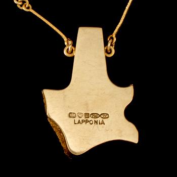 HÄNGSMYCKE, 18k guld med turmalin, Björn Weckström, Lapponia, Finland, 1900-talets slut. Vikt 11 g.