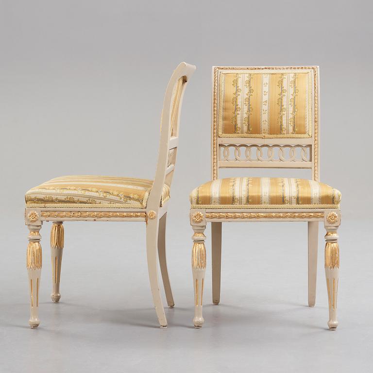 A pair of late Gustavian circa 1800 chairs.