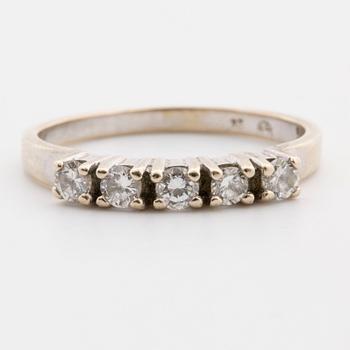 RING, 5 brilliant-cut diamonds 0,35 ct engraved, 14K whitegold.