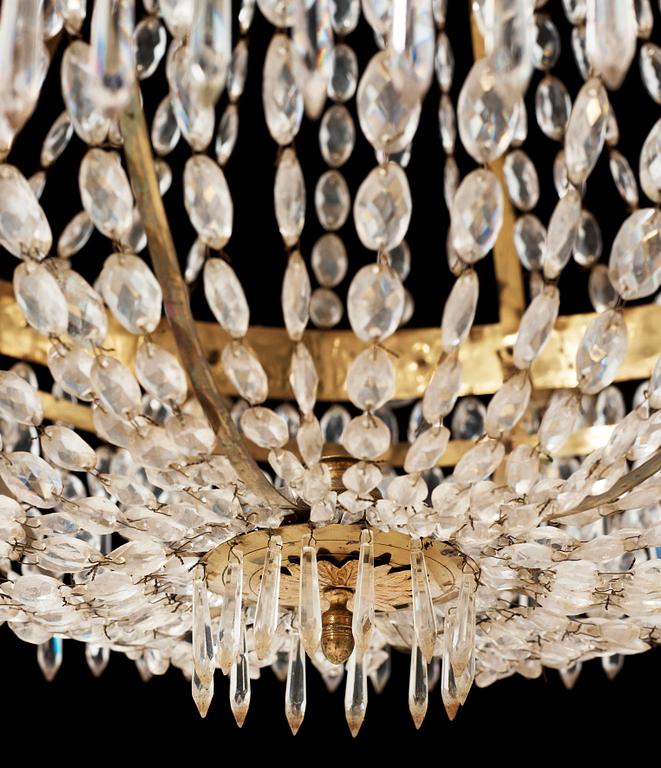 A Swedish Empire 1820/30's thirteen-light chandelier.