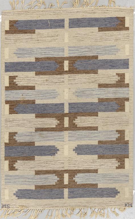 Mary Sandberg, a carpet, flat weave, ca 197 x 131 cm, signed MS KH.