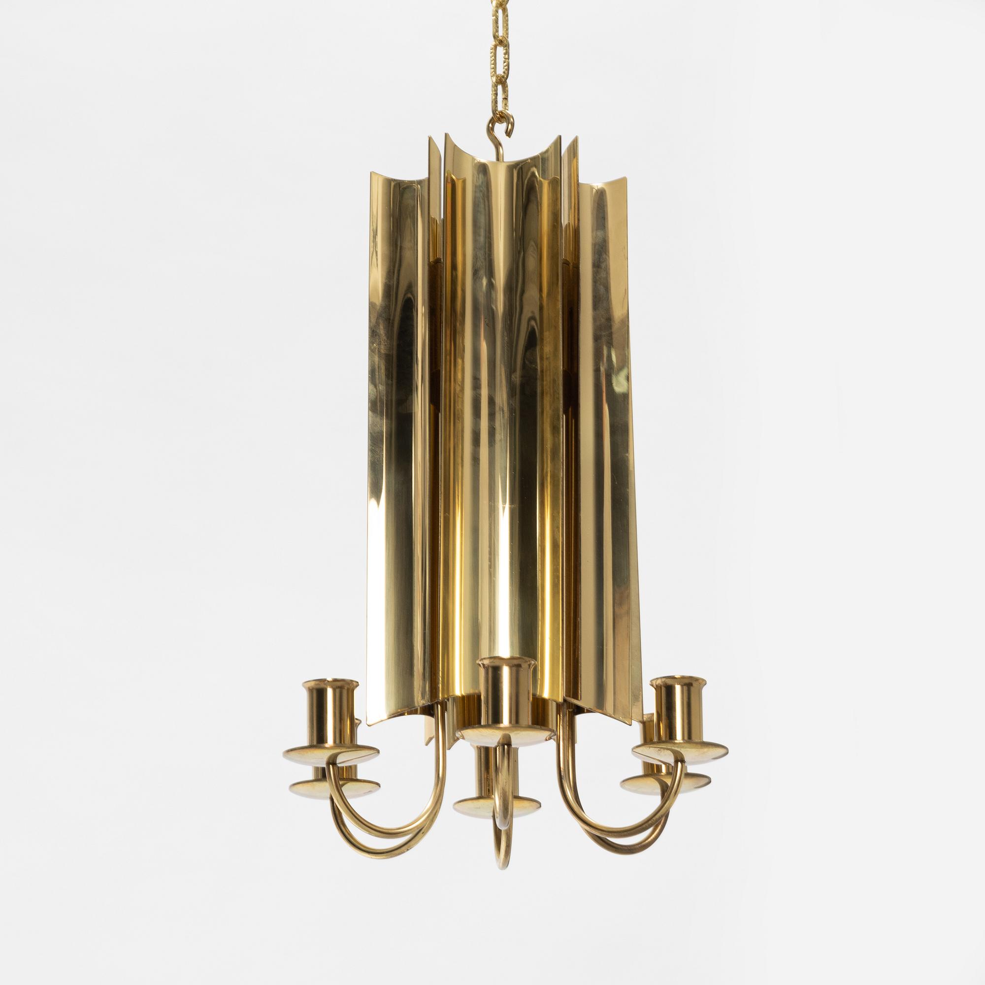 Pierre Forssell, a brass 'Reflex' chandelier, Skultuna.