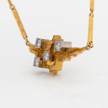 Björn Weckström, Halsband "Spetsbergen", 18K guld, briljantslipade diamanter ca 0.25 ct tot enl gravyr. Lapponia 1983.