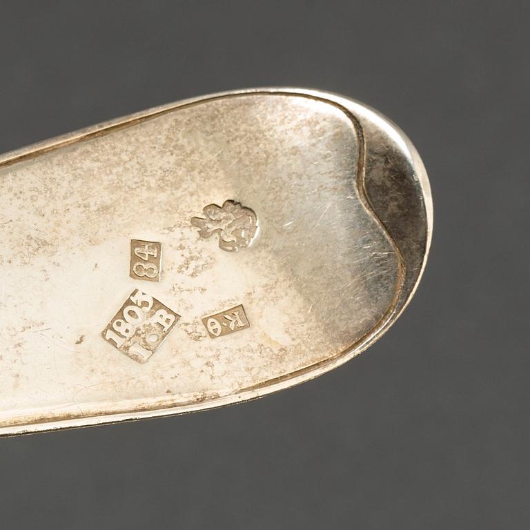 A silver cutlery, including 'Svensk Spets' and 'Svensk Rund', incl. GAB, CG Hallberg, 19/20th century (89 pc), 3171g.