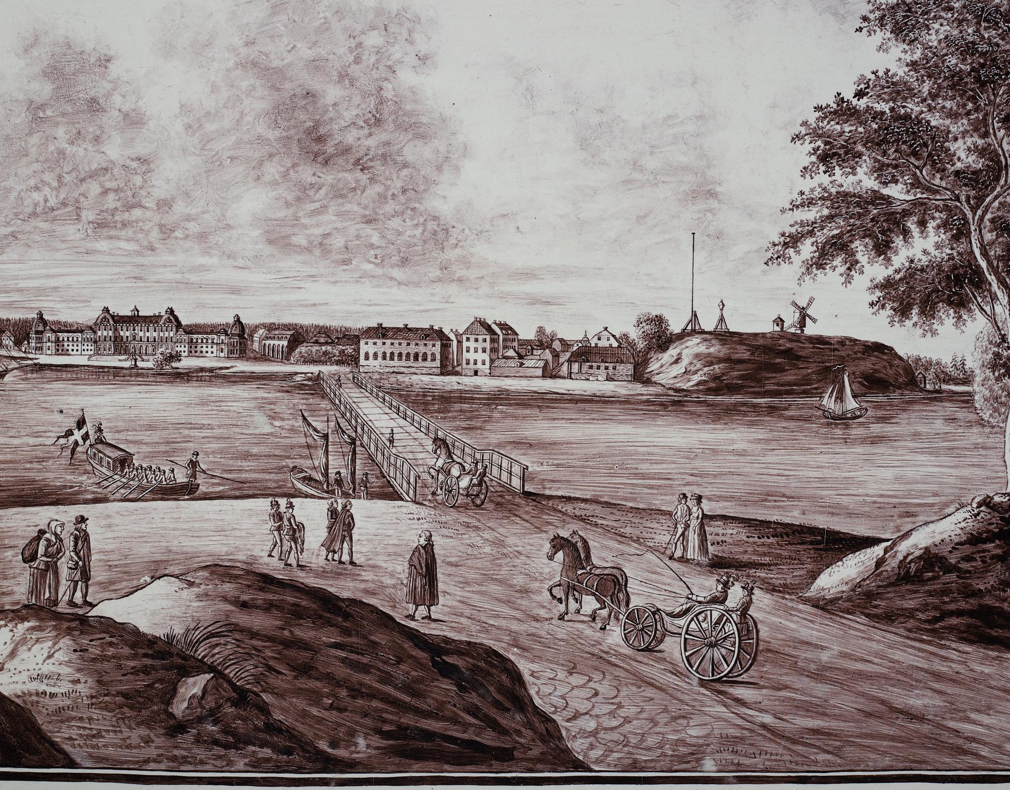 Tebord, med fajansbricka, originalunderrede tillskrivet Gottlieb Iwersson, Sengustavianskt, sent 1700-tal.