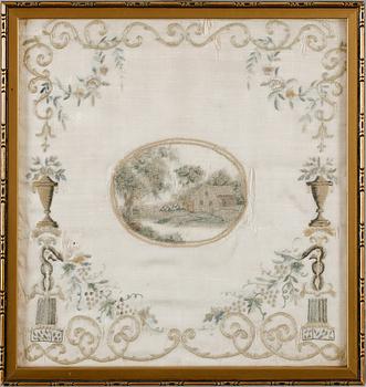 SIDENBRODERI, tidigt 1800-tal.