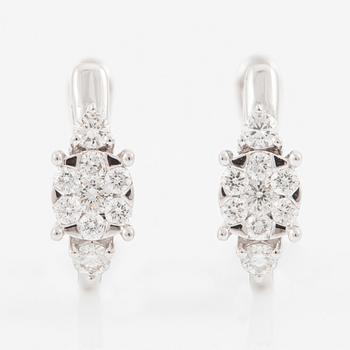 Earrings, 18K white gold set with brilliant-cut diamonds.