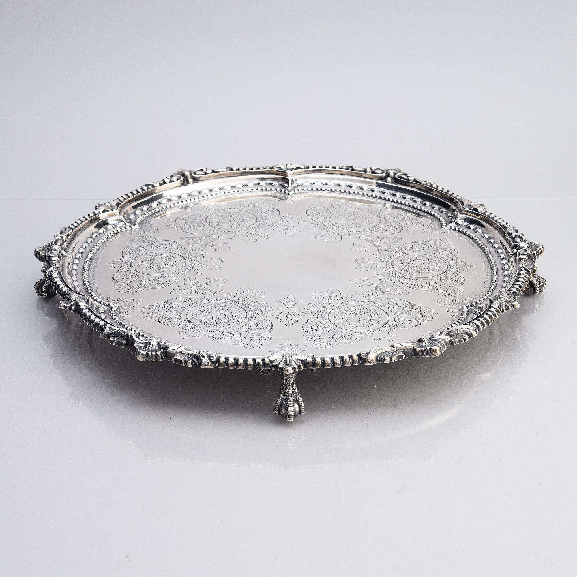 A sterling silver salver, mark of Martin, Hall & Co (Richard Martin & Ebenezer Hall), London 1881.