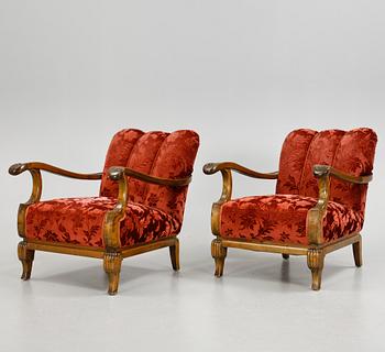 FÅTÖLJER, ett par, art deco, 1920/30-tal.