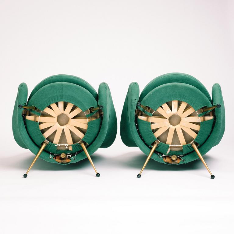 Marco Zanuso, a pair of easy chairs, "Martingala", Arflex, Italy 1950-60s.