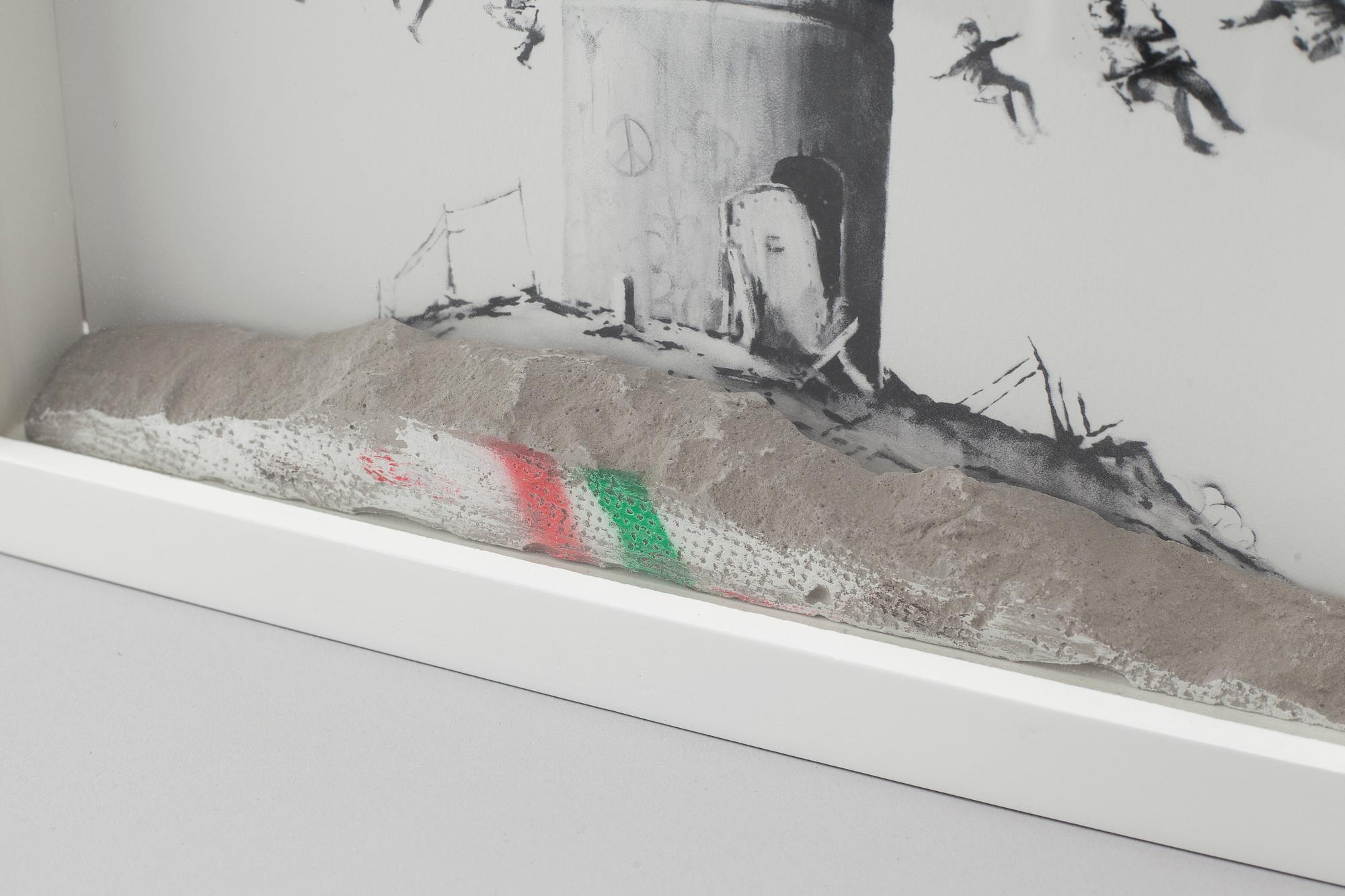 BANKSY, print with original fragment from the Israel wall included.