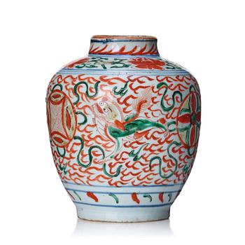 A wucai Transitional jar, 17th Century.