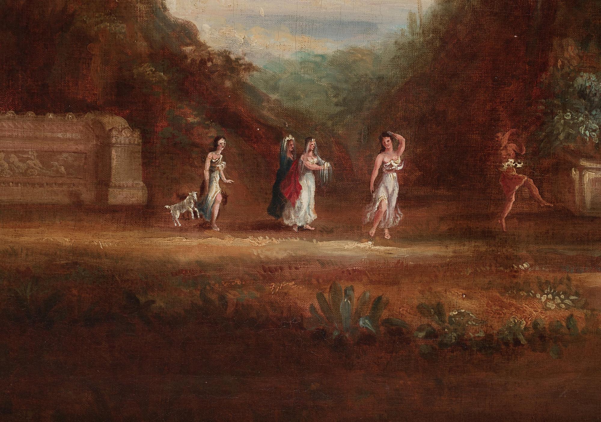 Nicolas Poussin In the manner of the artist, Bacchanal outside an antique city.