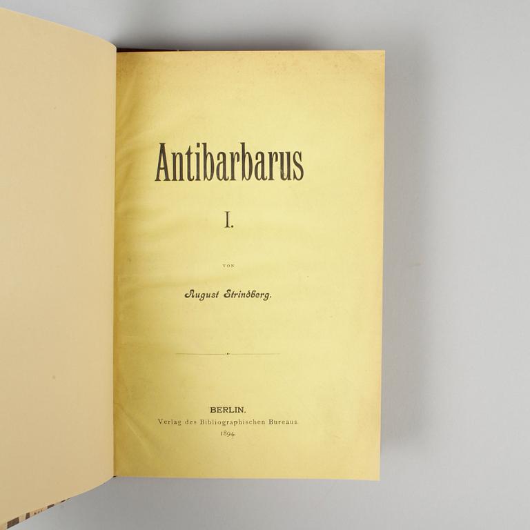 BOK, "Antibarbarus I" av August Strindberg, Berlin 1894.