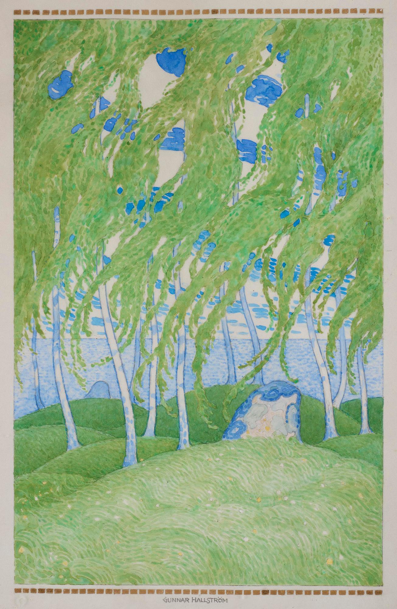 Gunnar Hallström, Sunlit birch grove.