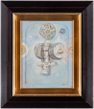 MERSAD BERBER, blandteknik med collage, signerad Berber och daterad -90.