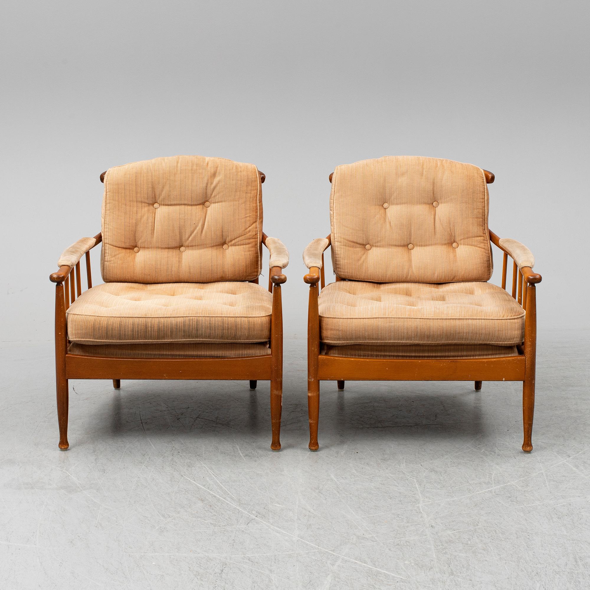 A pair of 'Skrindan' easy chairs by Kerstin Hörlin-Holmquist.