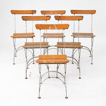Trädgårdsstolar, sex stycken, samt bord, Brygerserien, Grythyttan, 1900-talets mitt.