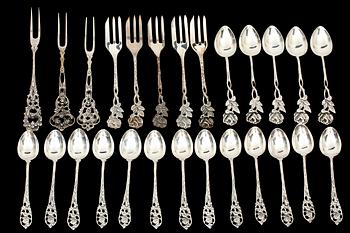 PARTI BESTICK, 31 delar, silver, bl a GEWE, Malmö 1950-tal. 403 g.