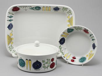 PARTI PORSLIN, 3 delar, "Picknick", Marianne Westman, Rörstrand, 1956-1969.