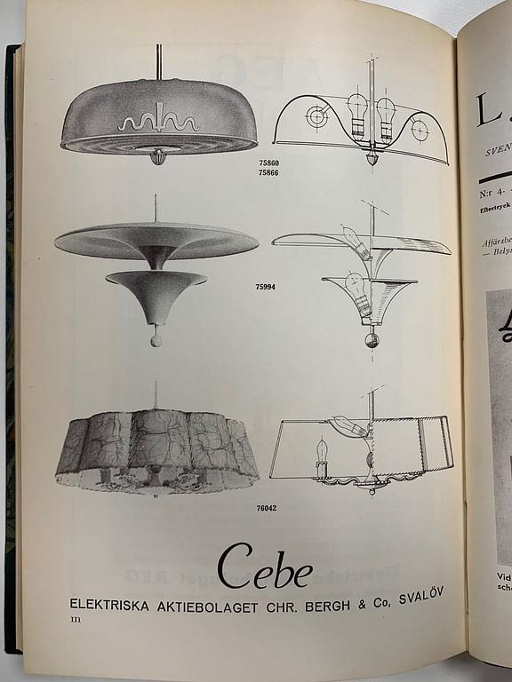 Cebe (Chr Bergh & Co), a pair of ceiling lamps model "75860", Sweden, 1930s.