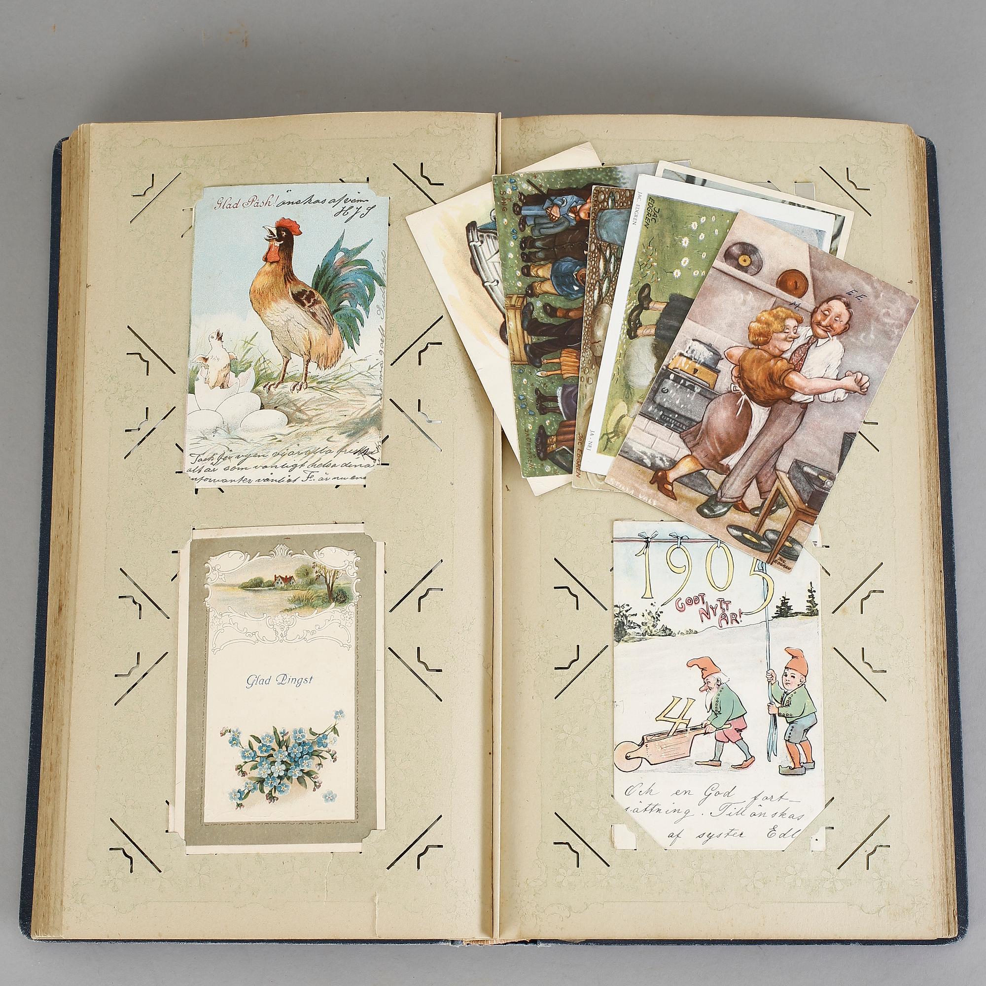 VYKORTSALBUM, tidigt 1900-tal, omkring 100 bilder.