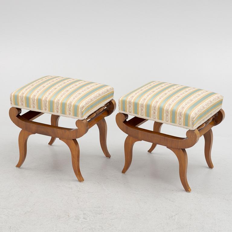 A pair of Karl-Johan ottomans, 19th century.