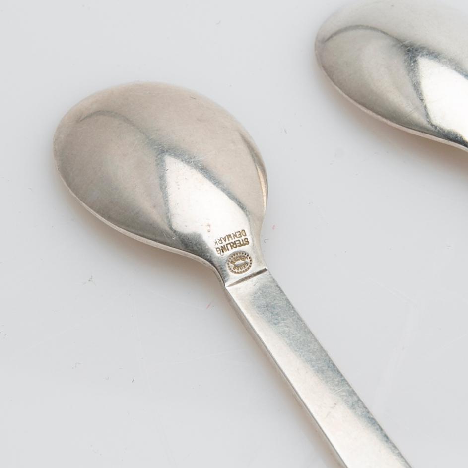 Georg Jensen, Teaspoons, 8 pieces, “Parallel”, silver, Denmark, mid-20th century.