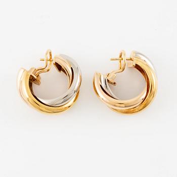 Cartier a pair of "Trinity" earrings in 18K gold in three colours.