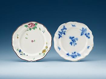 Two Swedish Marieberg faience plates, 18th Century.