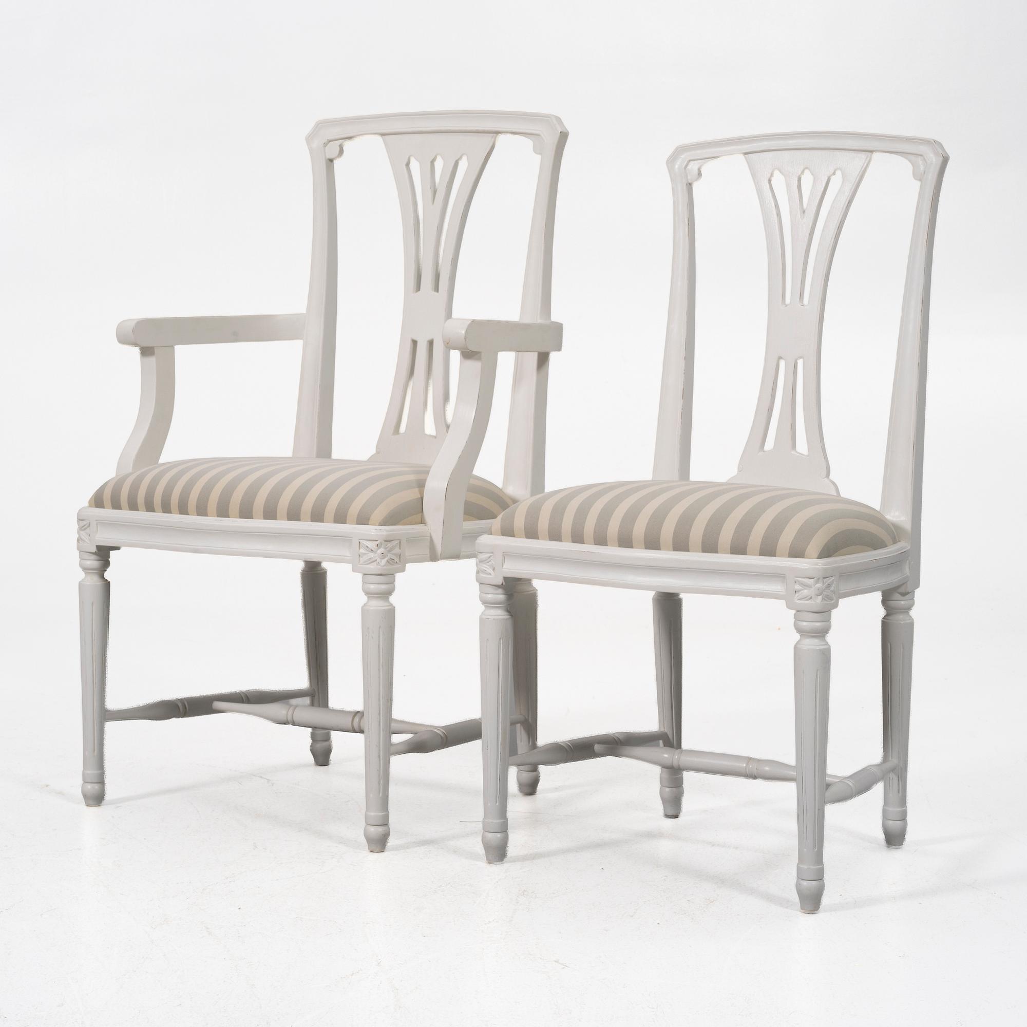 Chairs, 12+2, Gustavian style, Geromar.