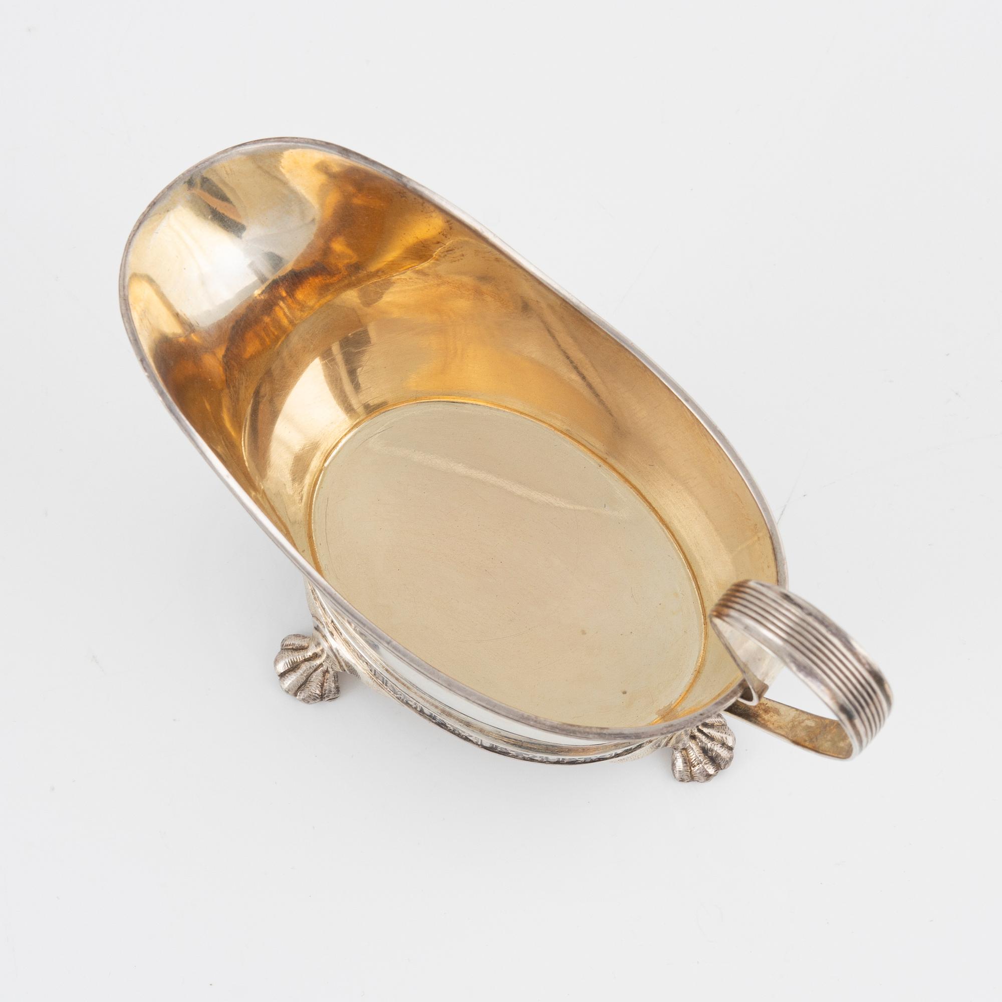 Jacob Engelberth Torsk, a Gustavian style silver creamer and sugar caddy, Stockholm, 1899.