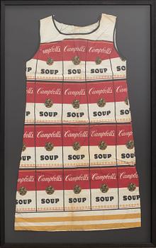 "The Souper Dress", färgserigrafi på bomull/pappersklänning, ca 1965.