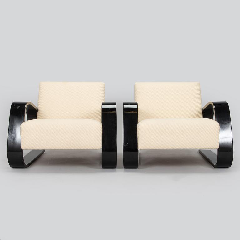 Alvar Aalto, fåtöljer ett par, "Tank chair" modell 400, Artek, 1970-tal.