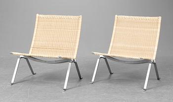 A pair of Poul Kjaerholm "PK-22" easy chairs,  Fritz Hansen, Denmark 1987.