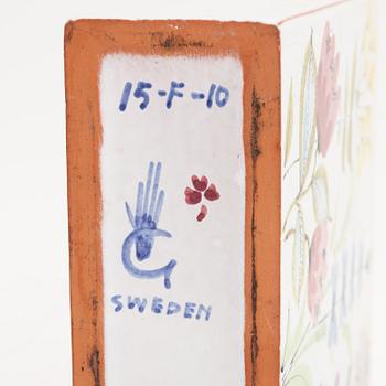 Stig Lindberg, plunta och burk med lock, fajans, Gustavsbergs studio.