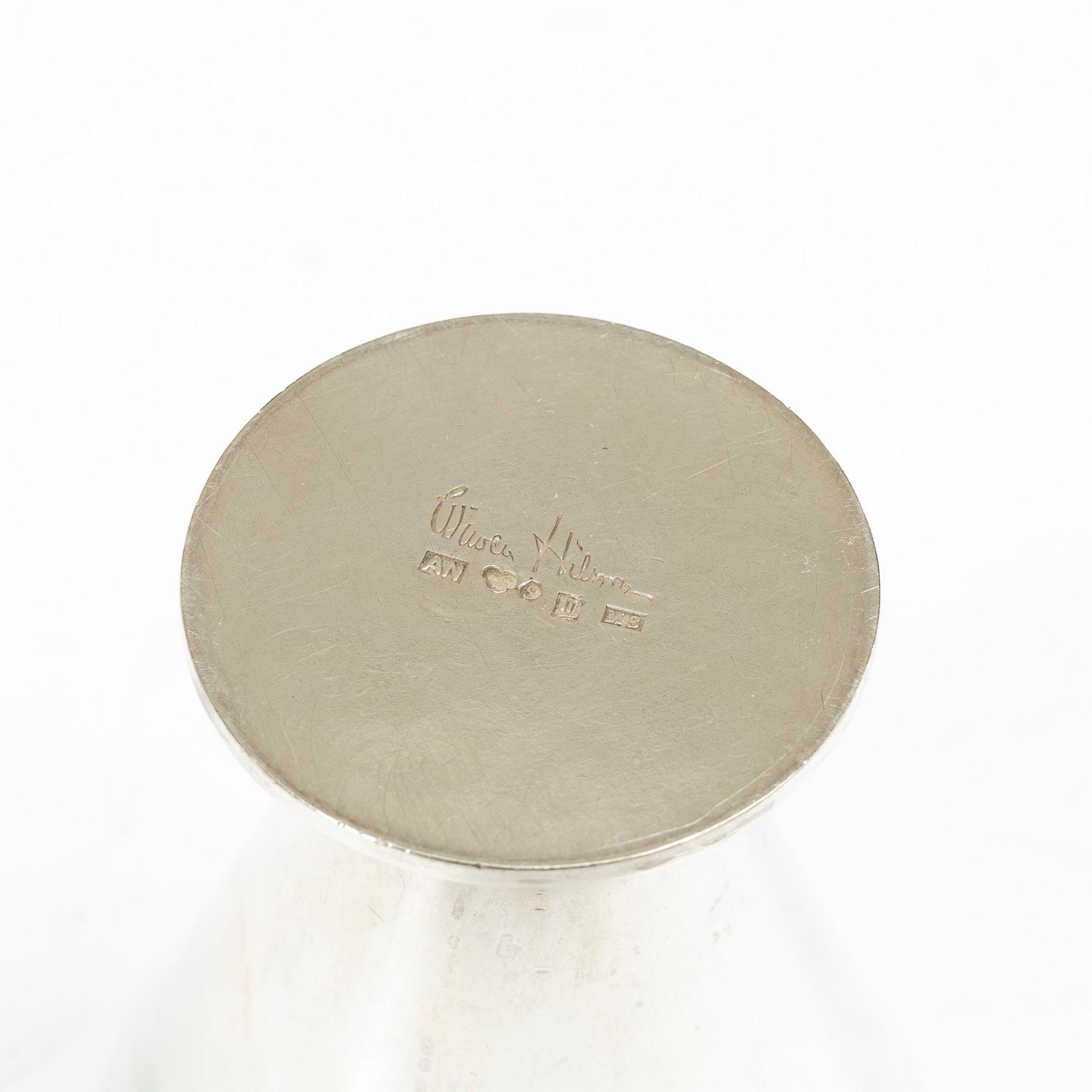 Wiwen Nilsson, Three small silver cups, mark of Wiwen Nilsson, Lund, Sweden 1937-39.