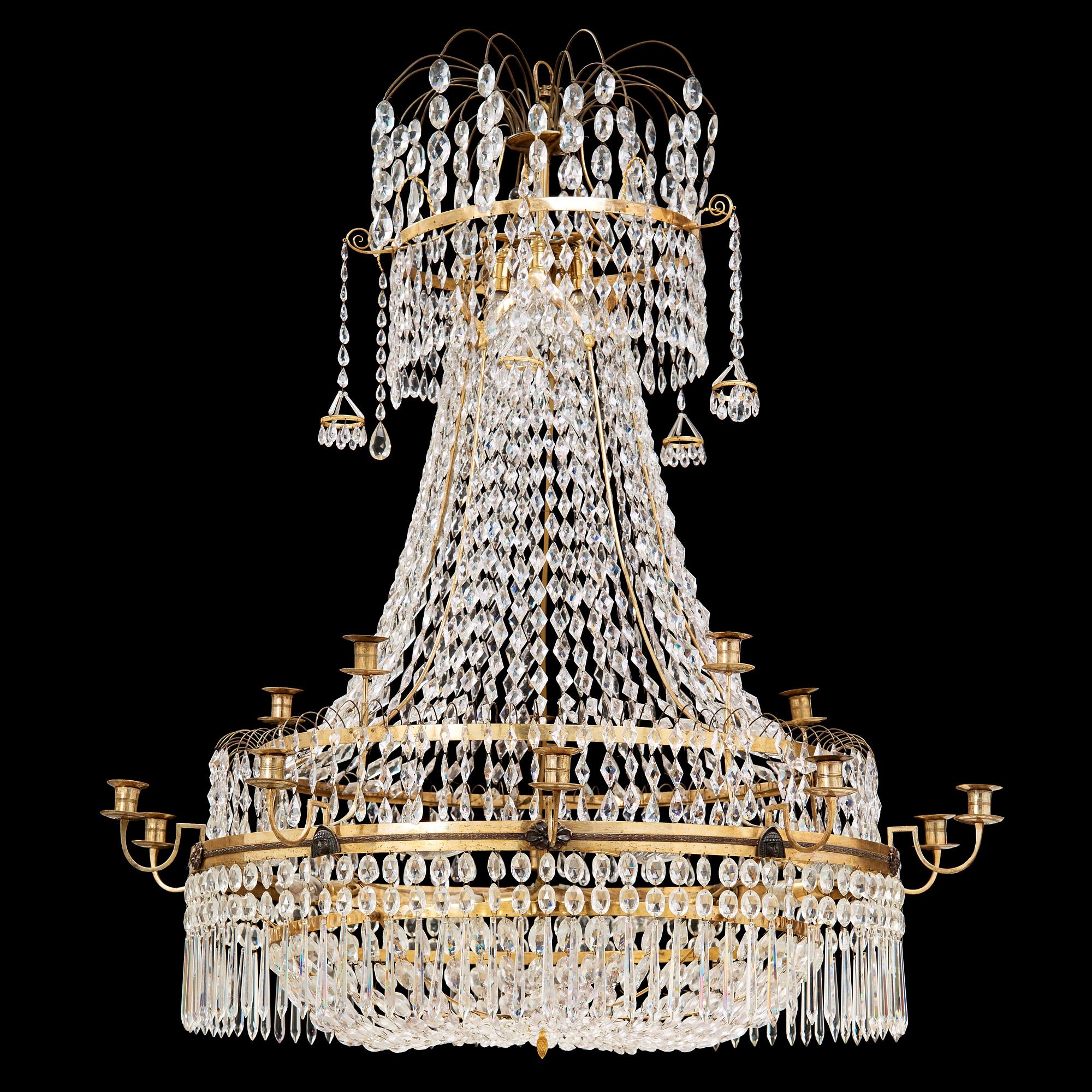 A late Gustavian fifteen-light chandelier by C. H. Brolin (1765-1832).