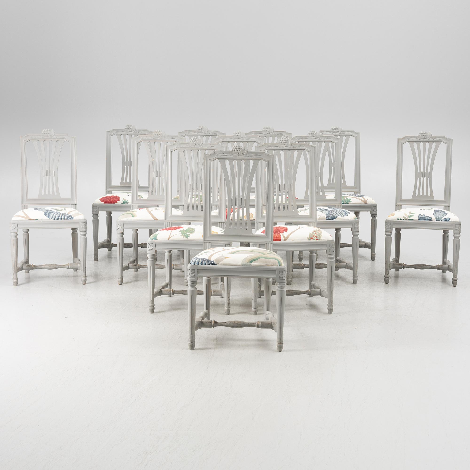 Chairs, 12 pcs, Gustavian style, Lindome model, 21st century.