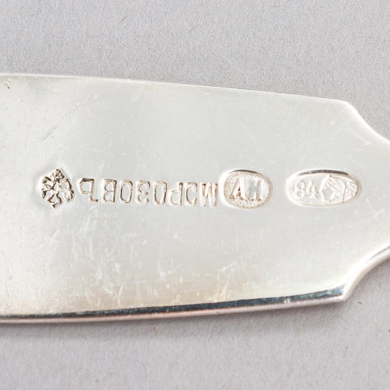 Dessertskedar, 6 st, silver, bl.a. Morosov, Ryssland kring sekelskiftet 1900.