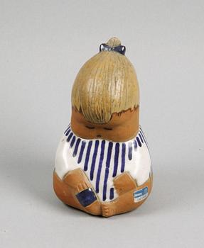 FIGURIN samt VÄGGPLAKETT, stengods, Lisa Larson, Gustavsberg.