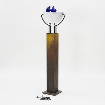 Kjell Engman, unik skulptur, glas, "Blå folket", Kosta Boda.