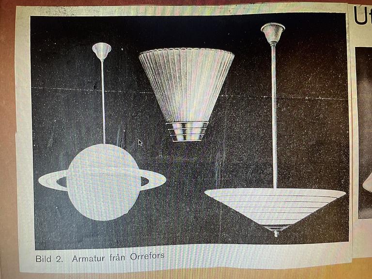 Edward Hald, taklampa, Orrefors 1930-tal.